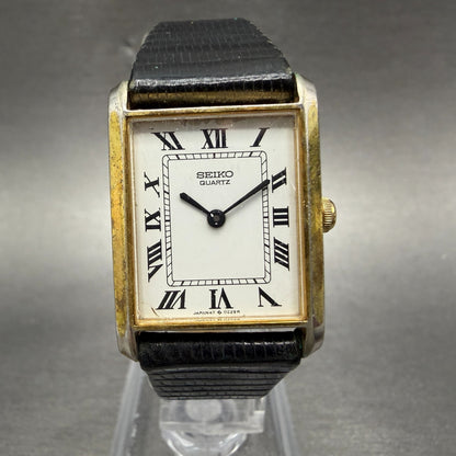 Seiko Tank Watch Women 20mm White Dial Gold Tone Rectangle 4700-5099 PARTS0
