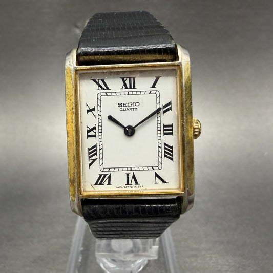Seiko Tank Watch Women 20mm White Dial Gold Tone Rectangle 4700-5099 PARTS0