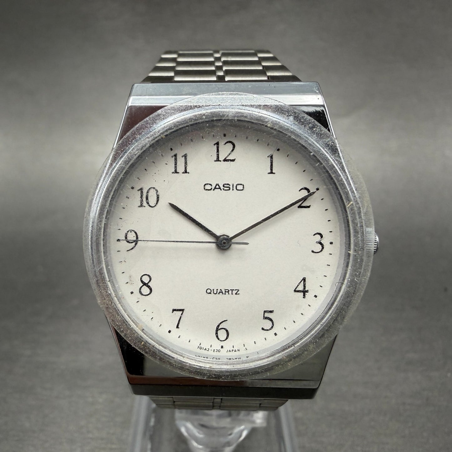 Casio MQ-336 Watch Men 33mm White Dial Silver Tone Round New Battery Vintage ABC0