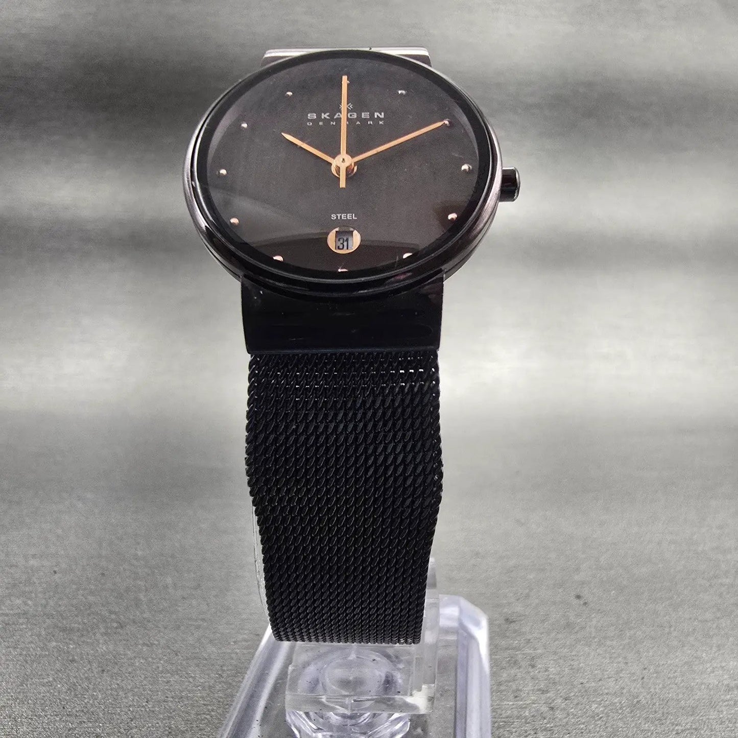 Skagen Denmark Watch Women 26mm Brown Dial Brown Tone Date Round 355SDD New Batt5