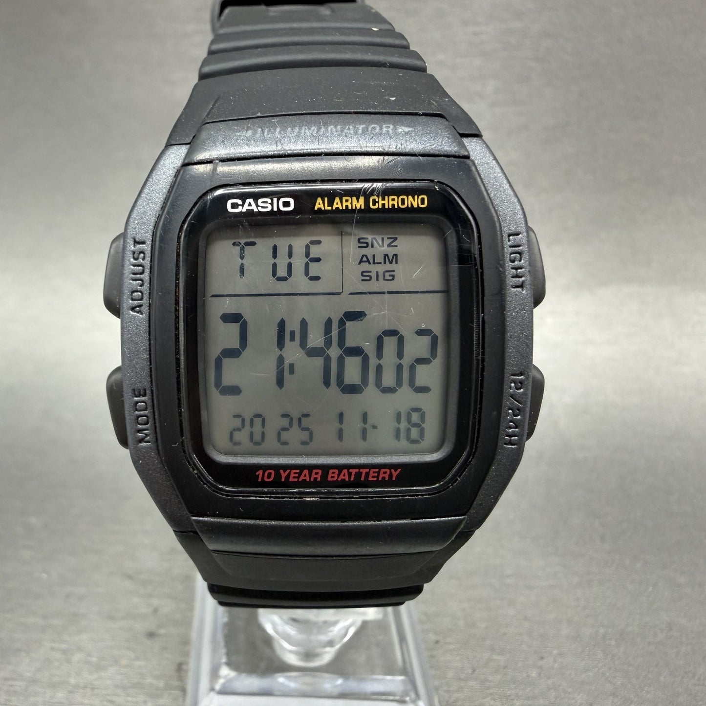Casio W-96H Watch Men 35mm Digital Black Tone Alarm Chrono Rectangle New Batt GH0