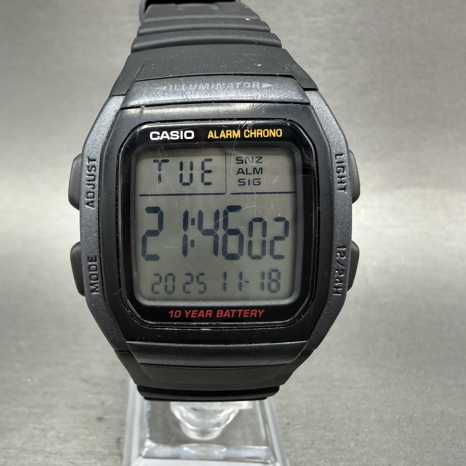 Casio W-96H Watch Men 35mm Digital Black Tone Alarm Chrono Rectangle New Batt GH0
