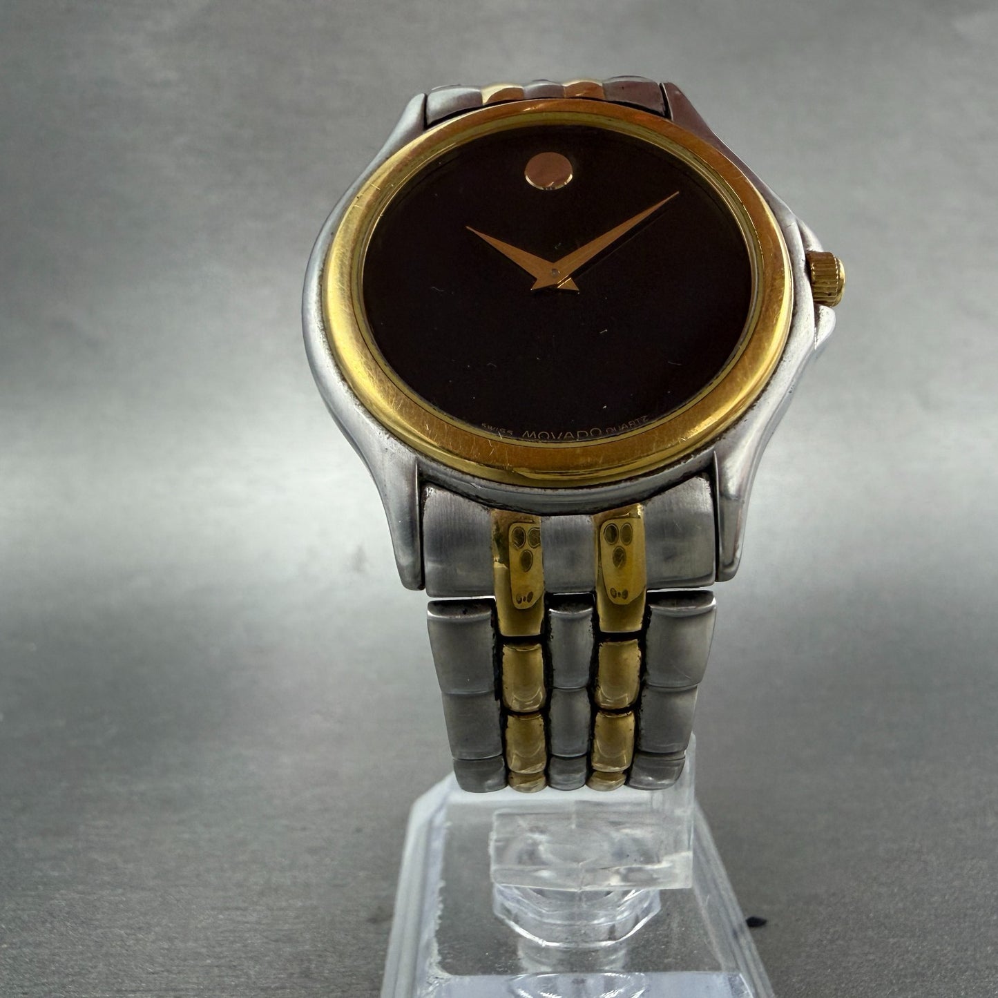 Movado Museum Watch Men 34mm Black Dial Two Tone Round 81-E4-0863 New Battery5