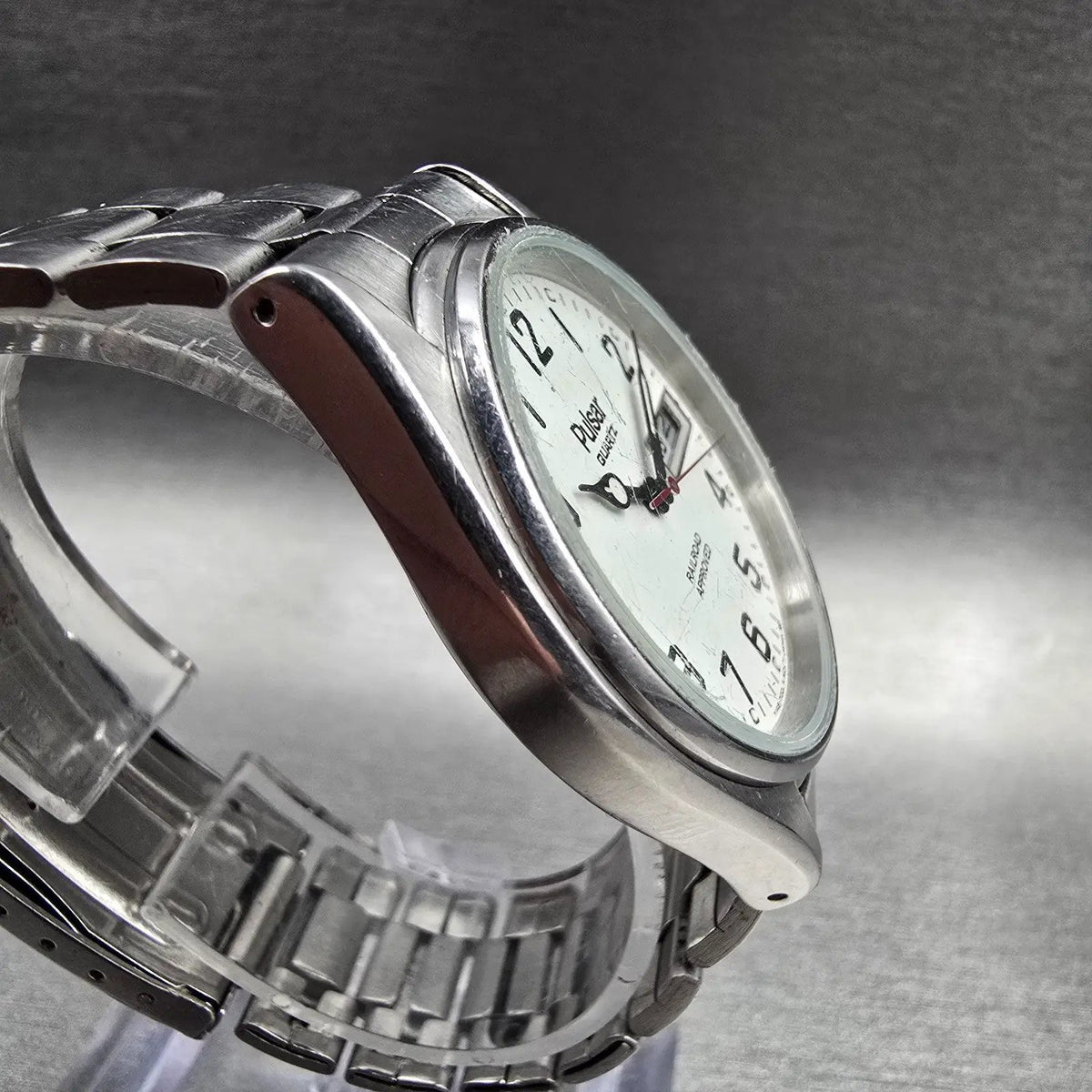 Pulsar Railroad Approved Watch Men 34mm White Dial Daydate Y148-7009 New Battery3