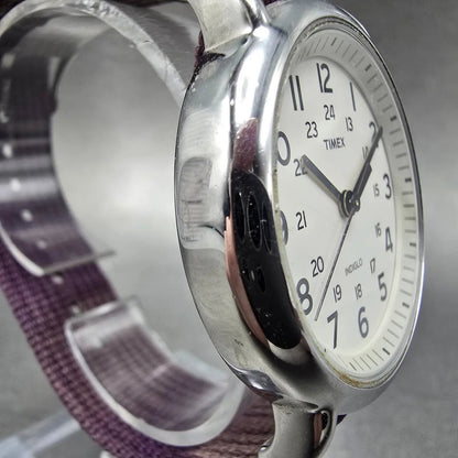 Timex Weekender Watch Men 38mm White Dial Silver Round New Batt T2N652 Purple L3