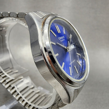 Casio Watch Men 37mm Blue Dial Silver Tone Daydate MTP1239DJ New Battery3