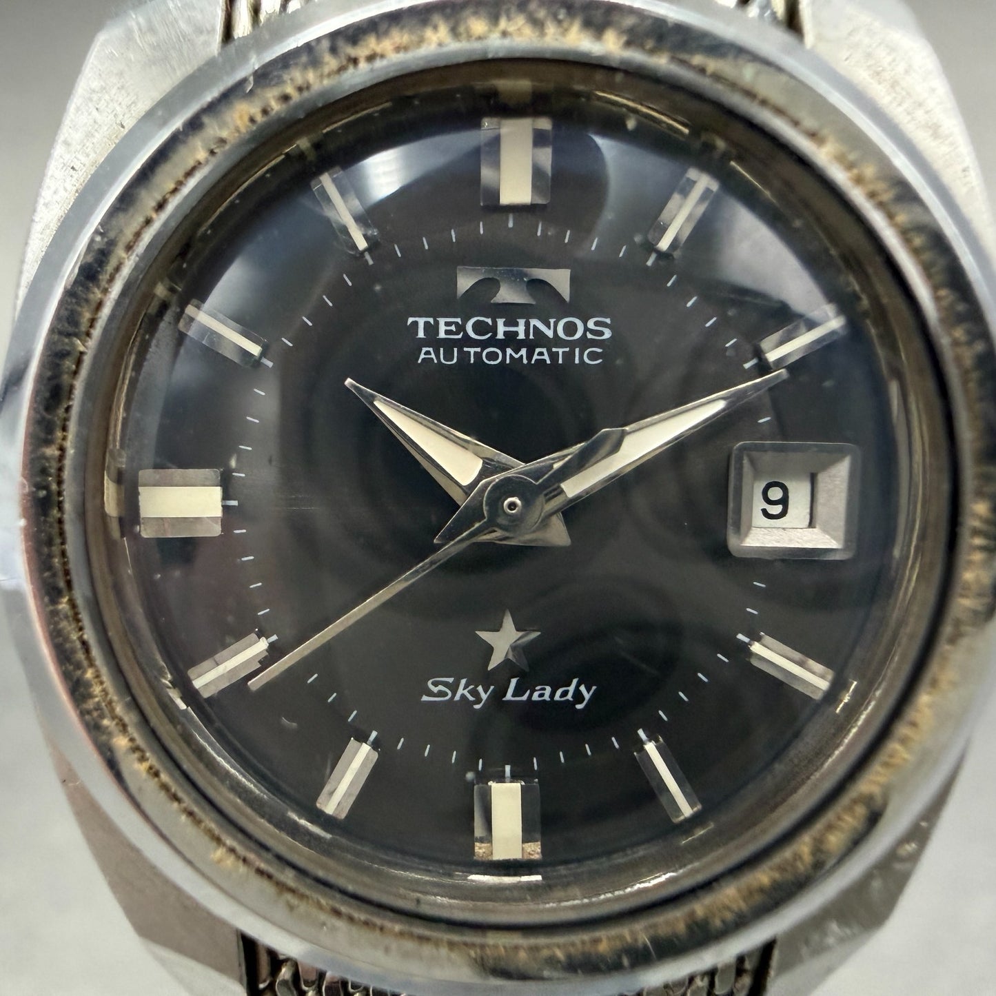 Technos Sky Lady Watch Women 24mm Black Dial Steel Date Automatic  Runs1