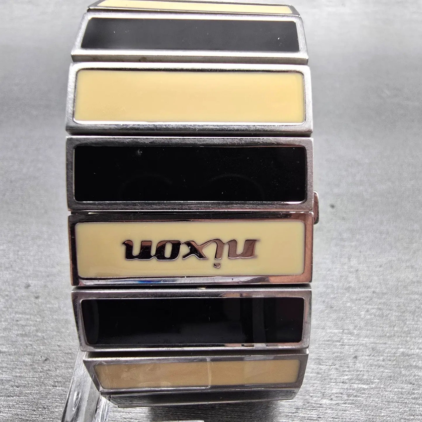 Nixon Chalet Watch Women 30mm White Dial Two Tone Rectangle New Battery7