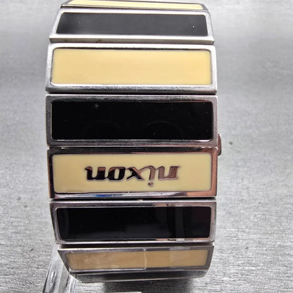 Nixon Chalet Watch Women 30mm White Dial Two Tone Rectangle New Battery7