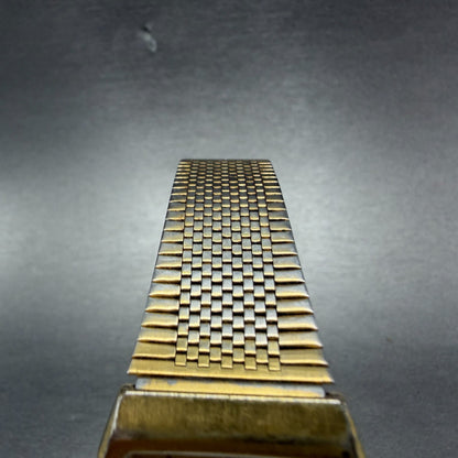 Seiko Tank Watch Men 26mm Champagne Dial Gold Tone Rectangle 6530-5080 PARTS5