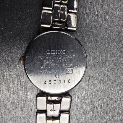 Seiko Watch Women 21mm White Dial Two Tone Round 4N00-0791 New Battery Vintage P10