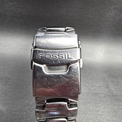 Fossil Blue Watch Men 40mm Green Dial Silver Tone Daydate Round BQ-9120 New Batt7