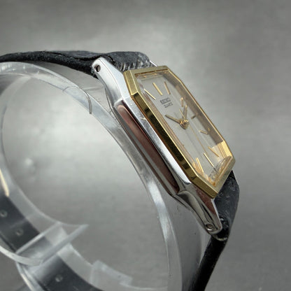 Seiko Tank Watch Women 20mm Silver Dial Two Tone Rectangle 7321-5240 New Battery3