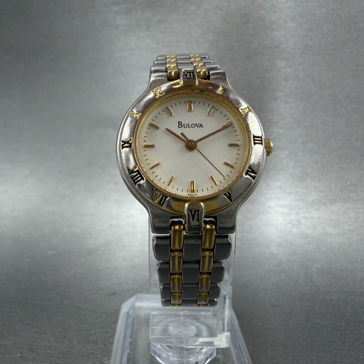 Bulova Watch Women 24mm Cream Dial Two Tone Round Bracelet 98L61 New Battery ABC5