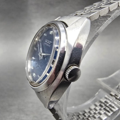 Seiko Automatic Watch Women 25mm Blue Dial Silver Date Round 4205-0170 Runs JP2