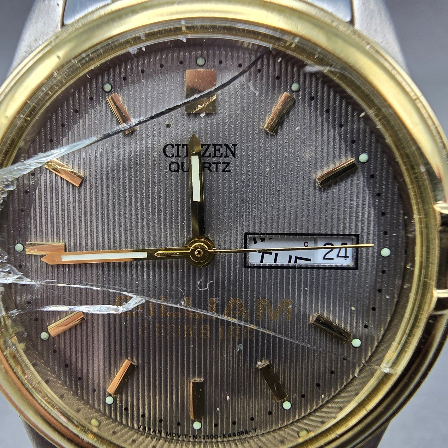 Citizen Watch Men 36mm Gray Dial Two Tone Daydate Round 2500-K13998 PARTS VTG2