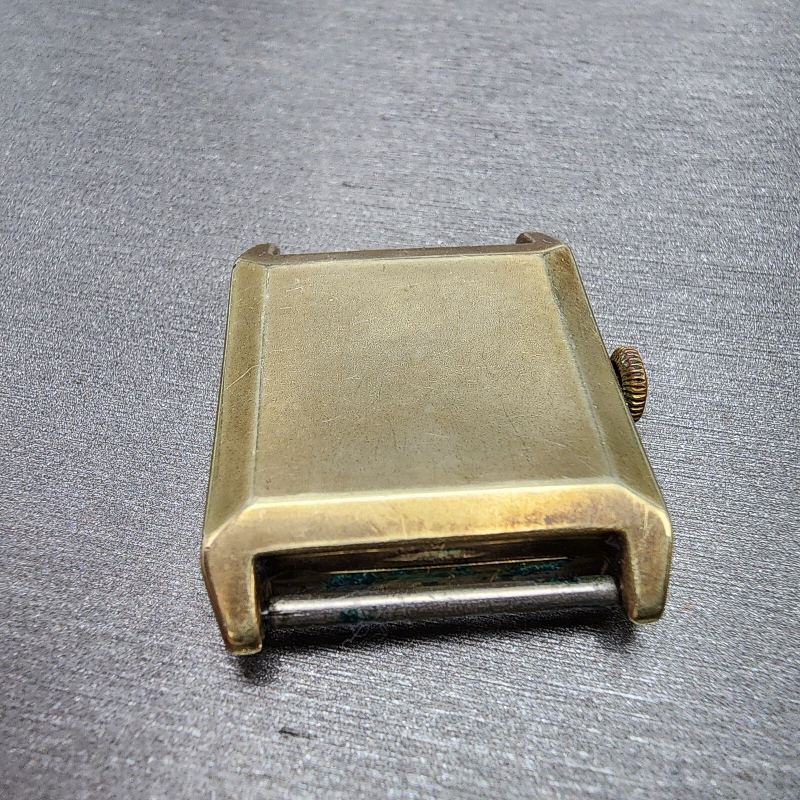Benrus Tank Watch Men 28mm Silver Dial Gold Tone Rectangle 15 Jewels PARTS9