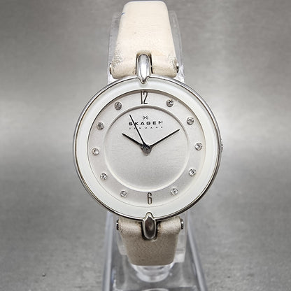 Skagen Watch Women 25mm White Dial Silver Tone Round SKW2012 New Battery0