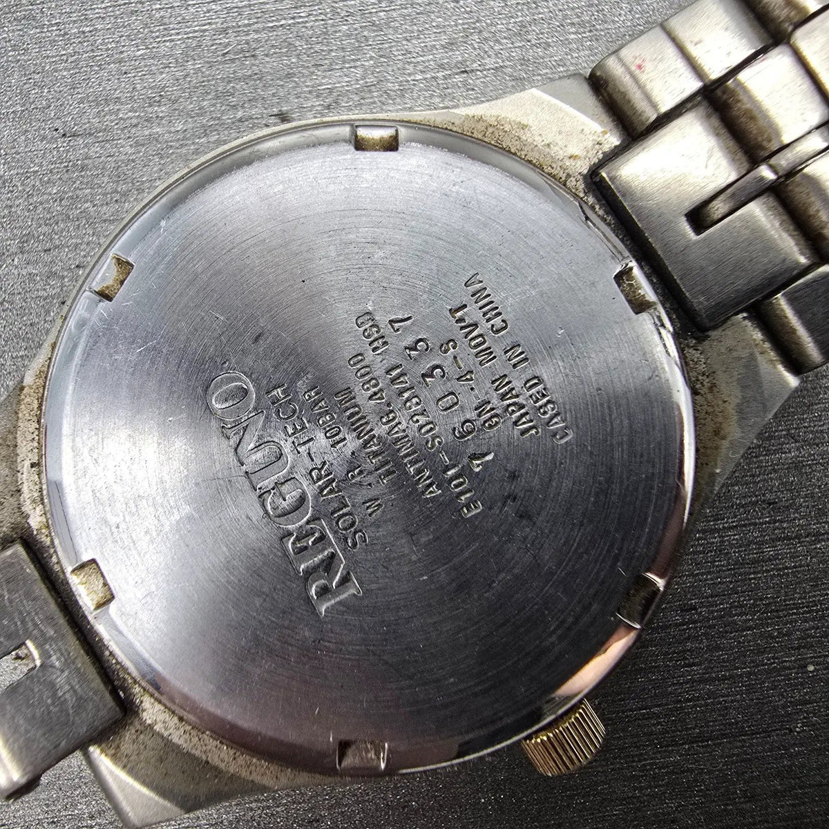 Citizen Reguno Solar Watch Men 34mm Champagne Dial Titanium Daydate Runs READ!!!14