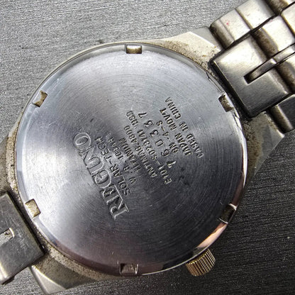 Citizen Reguno Solar Watch Men 34mm Champagne Dial Titanium Daydate Runs READ!!!14