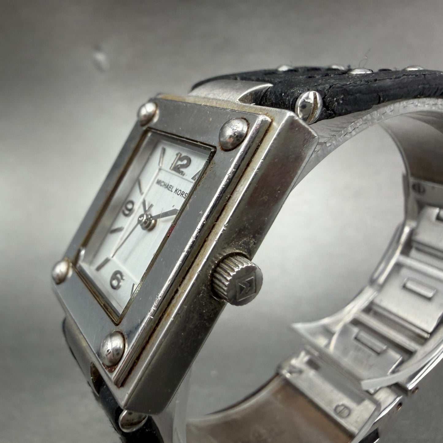 Michael Kors Watch Women 24mm Silver Dial Steel Rectangle MK-4085 New Battery2