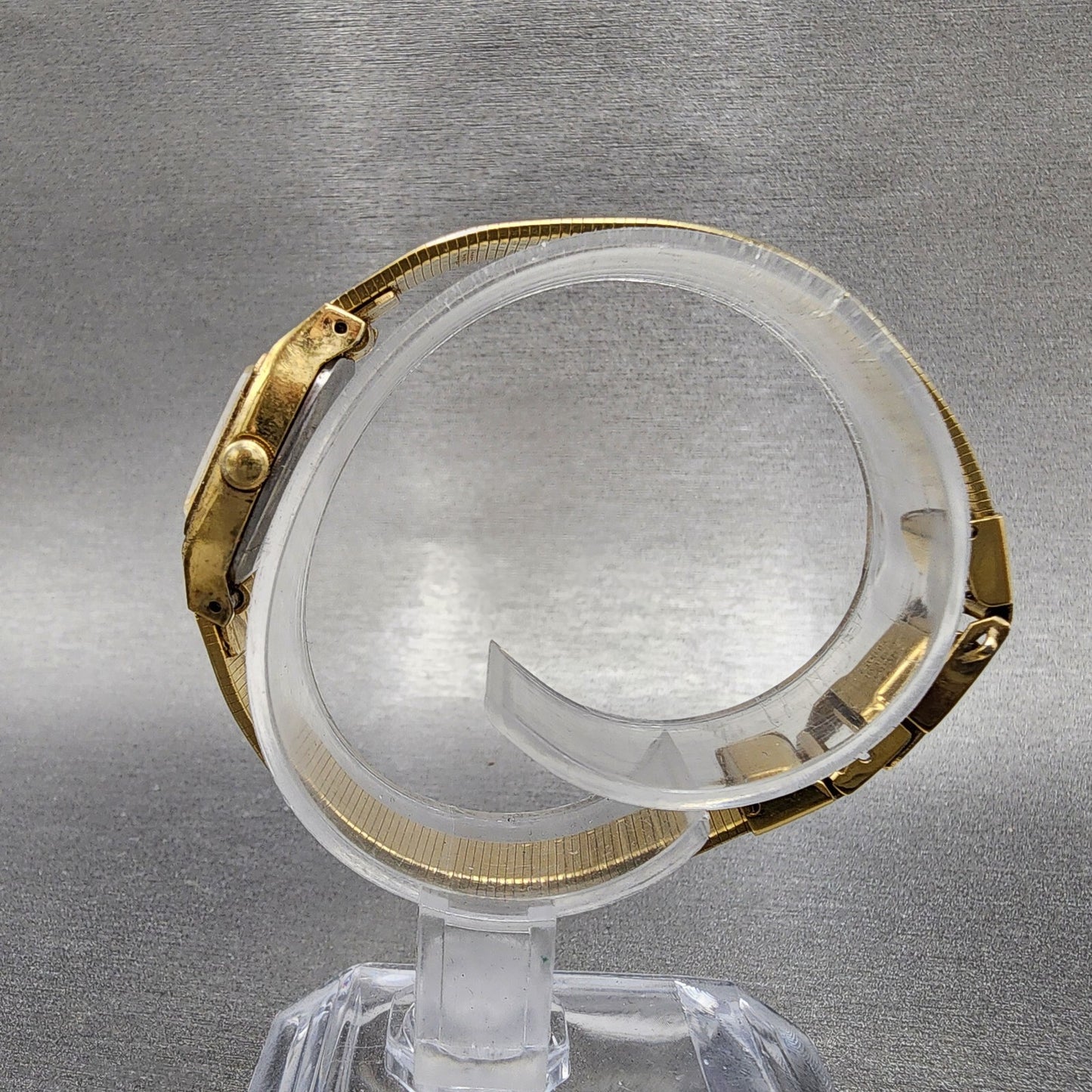 VTG Seiko Watch Women 17mm Champagne Dial Gold Tone Rectangle 54215029 New Batt6