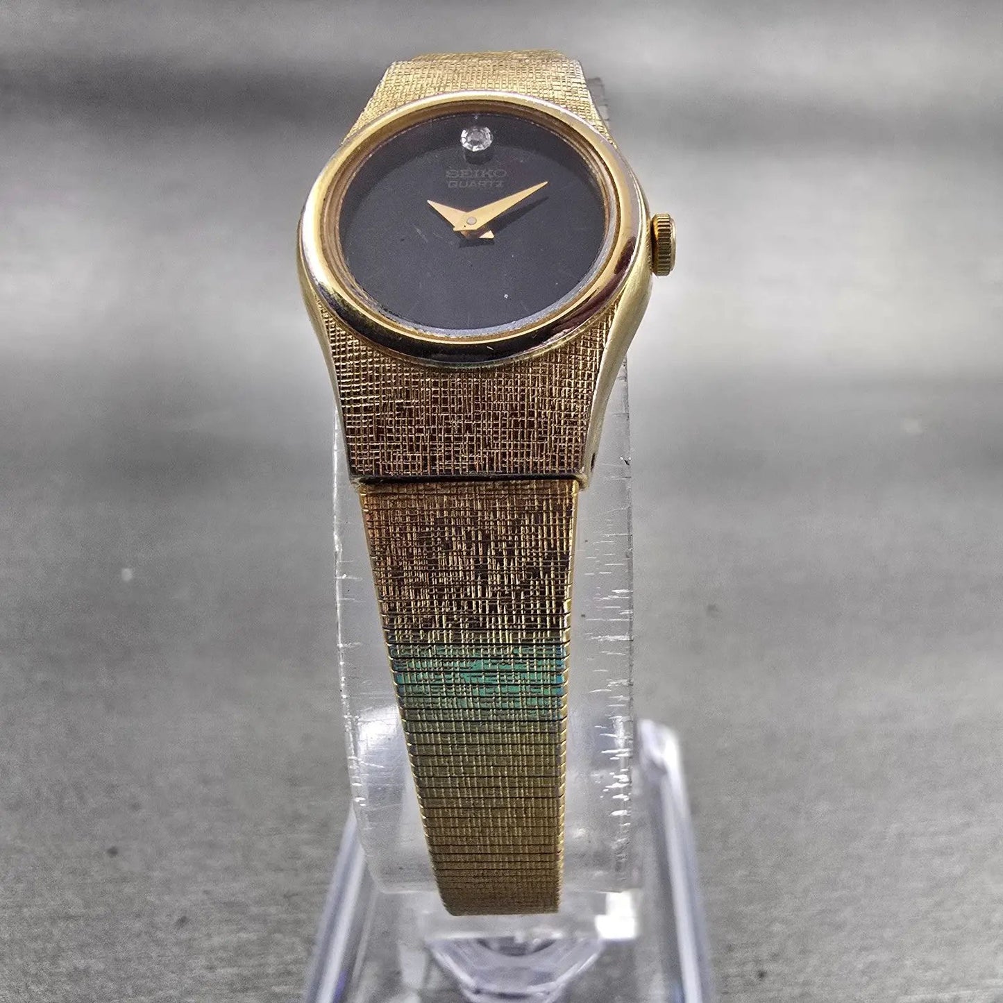 Seiko Watch Women 17mm Black Dial Gold Tone Oval 2Y00-0069 New Battery Vintage5