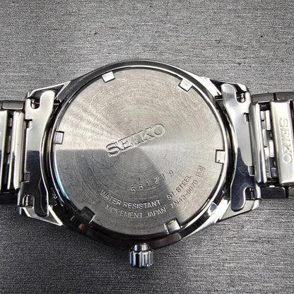 Seiko Watch Men 37mm Blue Dial Silver Tone Daydate Round 7N43-9070 New Battery10
