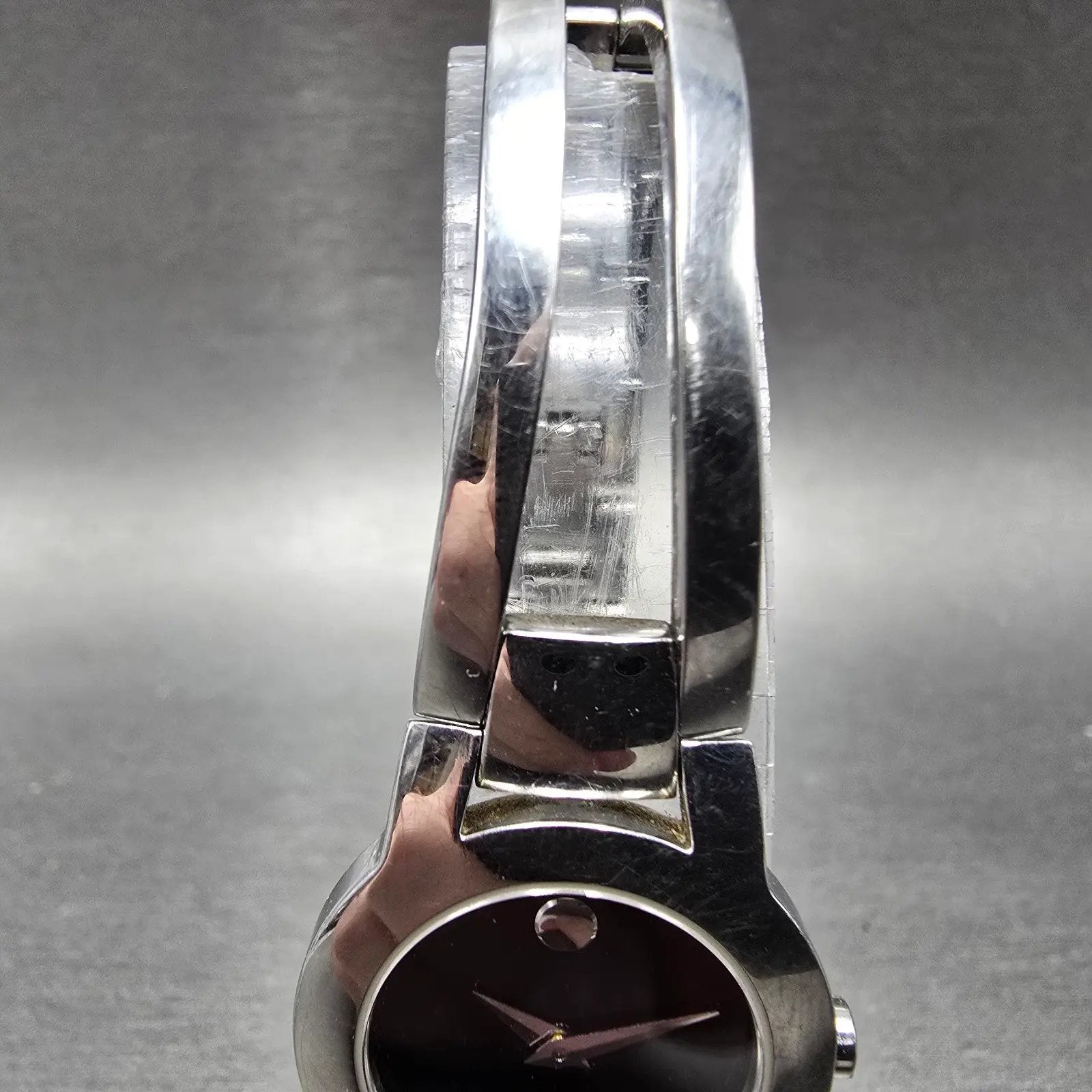 Movado Amorosa Watch Women 24m Black Dial Silver Tone Round 84 E4 1842 NewBat MW4