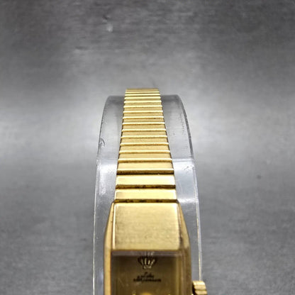 Jules Jurgensen Watch Women 11mm Gold Dial Gold Tone Rectangle New Battery VTG4