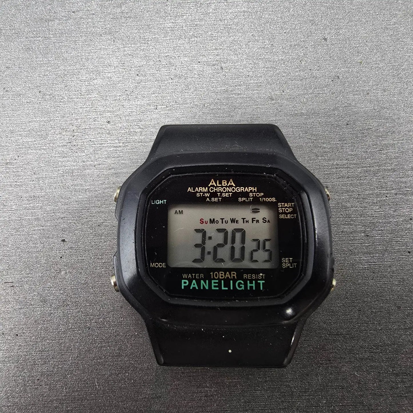 Seiko Alba Watch Men 40mm Black Digital Alarm Chronograph Y735-4A30 New Battery0
