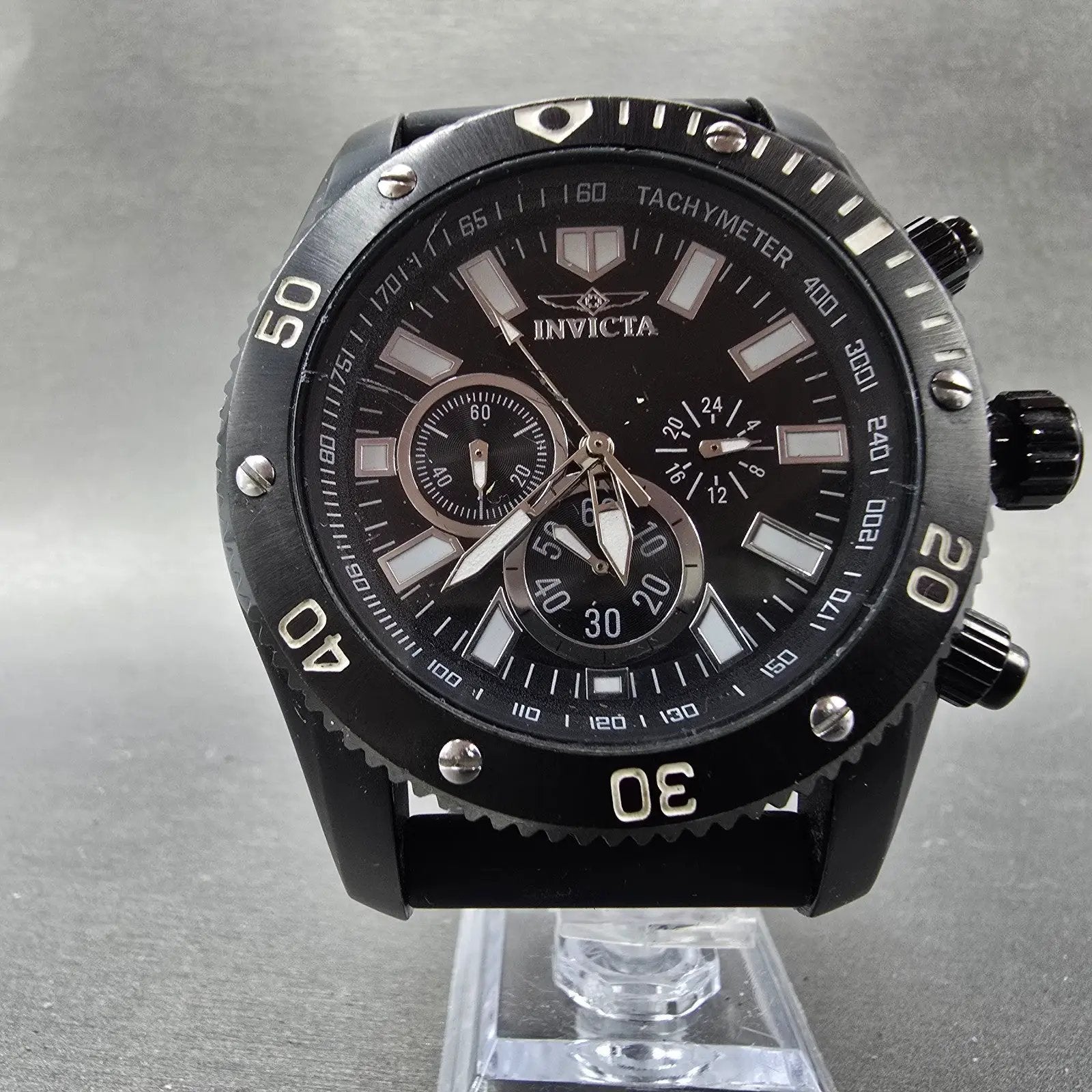 Invicta Seaspider Chronograph Watch Men 50mm Black Dial Black Tone 14862 PARTS6