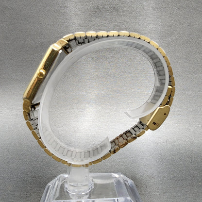 Gruen Tank Watch Women 27mm Gold Dial Gold Tone Rectangle New Battery6