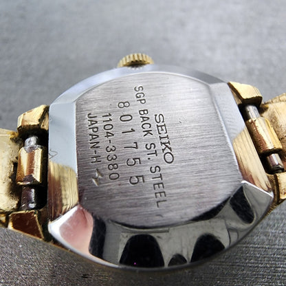 VTG Seiko Watch Women 21mm Gold Dial Gold Tone Rectangle Manual Wind Runs9
