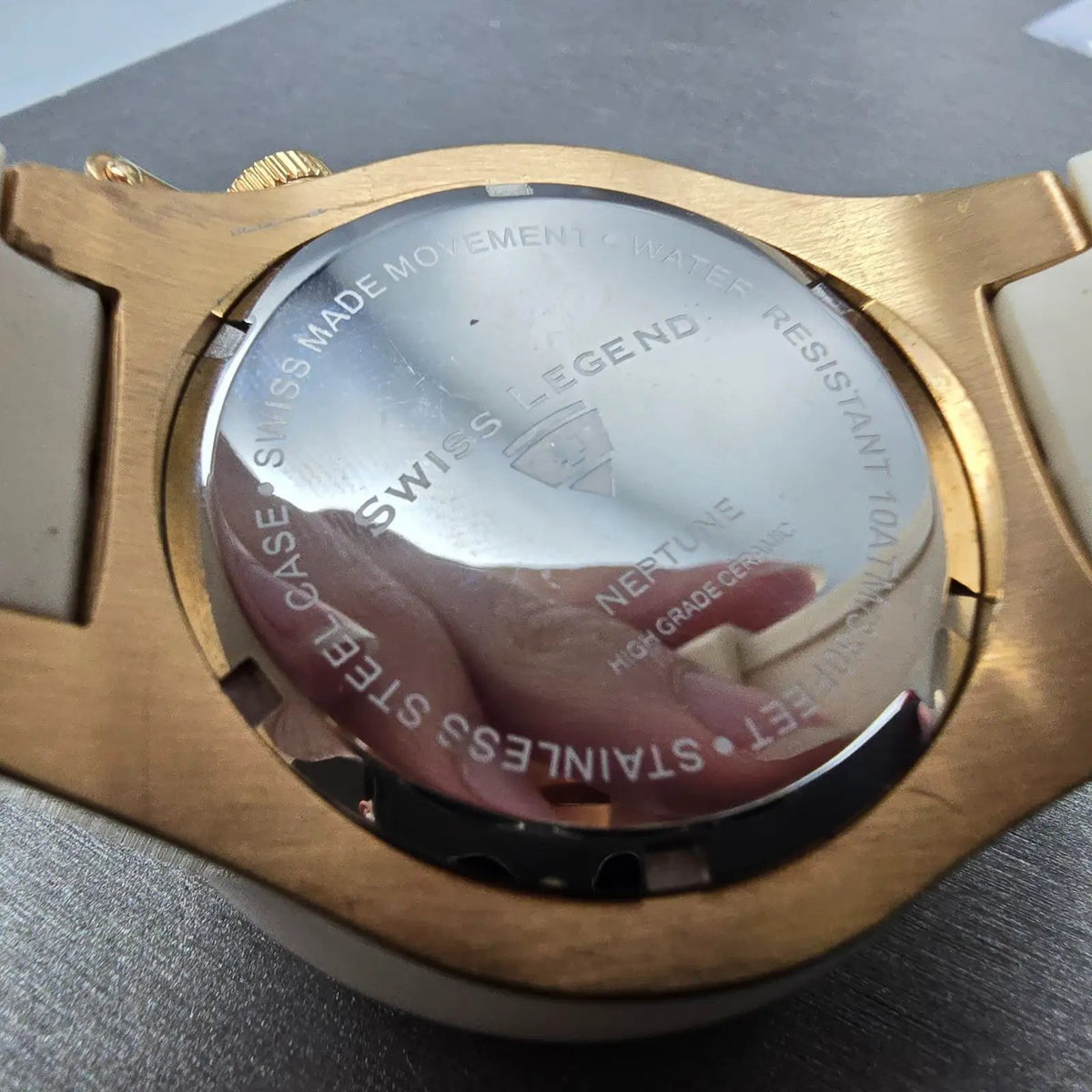Swiss Legend Neptune Watch Women 44mm MOP Dial Rose Gold Date Round New Battery9