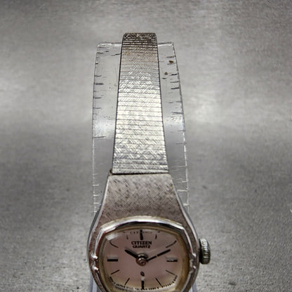 Citizen CQ Watch Women 16mm Silver Dial Silver Tone Square 3220-891481  New Batt