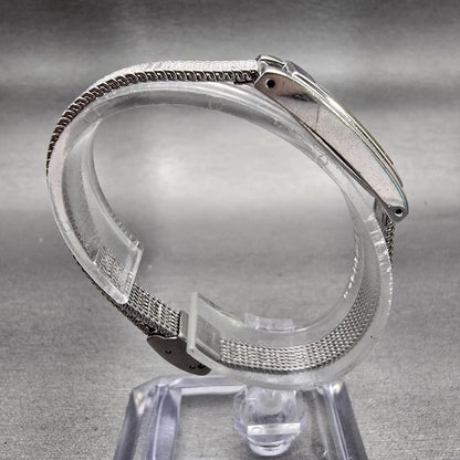 Skagen Denmark Watch Women 13mm Black Dial Silver Tone Rectangle 214SSCB New Bat8