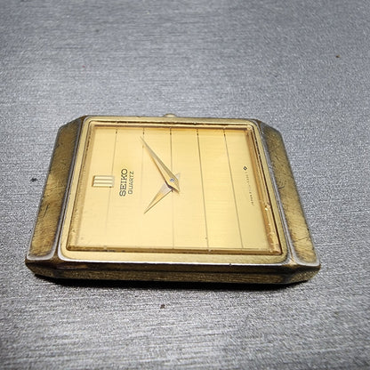 Seiko Tank Watch Men 25mm Gold Dial Gold Tone Rectangle 6530-5199 PARTS