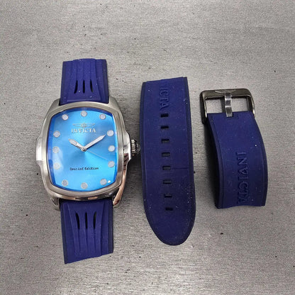 Invicta Lupha Watch Men 47mm Blue Dial Silver Tone Rectangle 21330 New Battery0