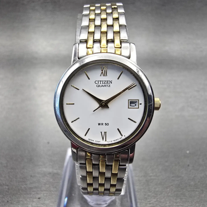 Citizen Watch Women 23mm White Dial Silver Tone Date Round 1012-S038570 New Batt0