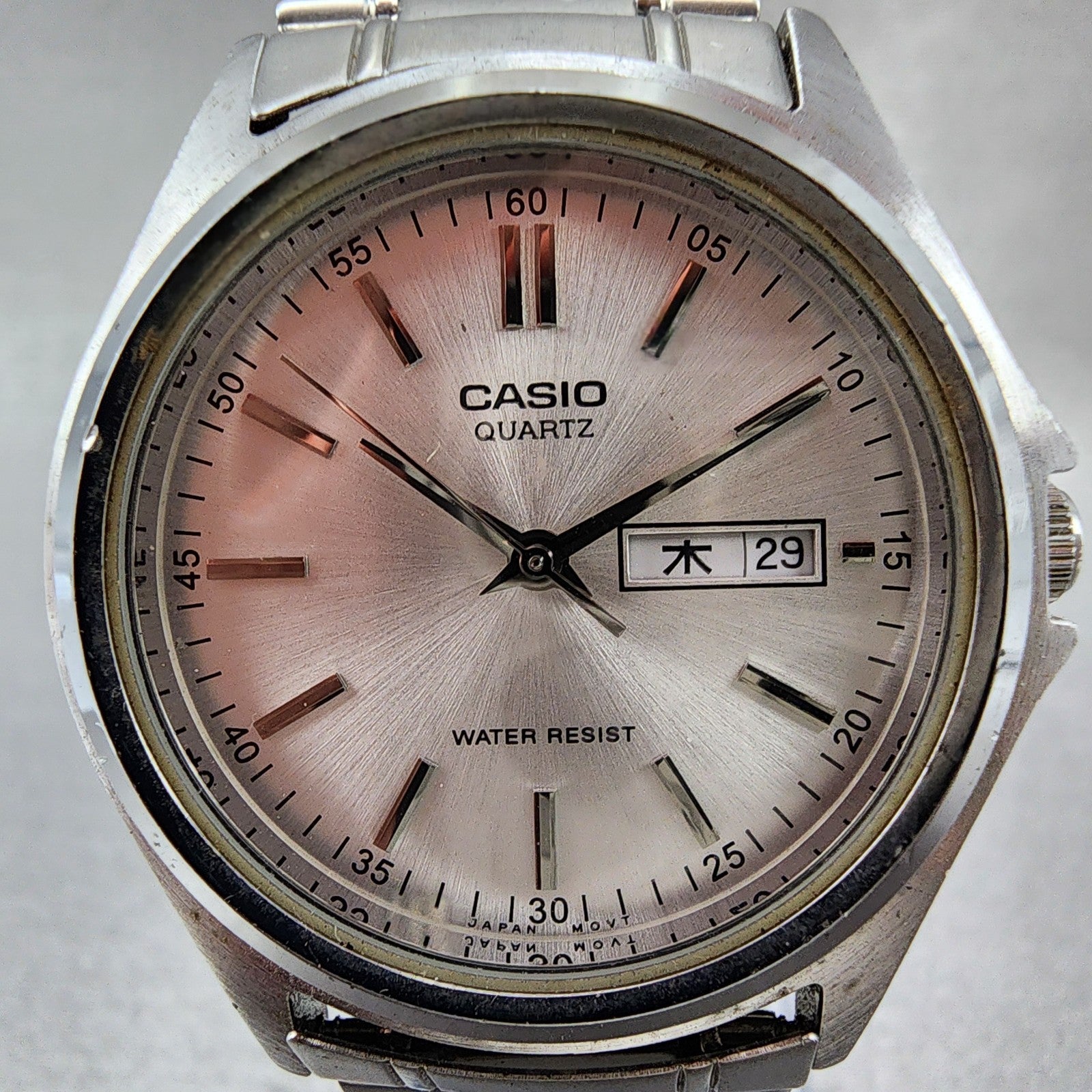 Casio MTP1239 Watch Men 37mm Silver Dial Steel Daydate Round New Battery1