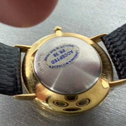 Wittnauer Watch Women 30mm Black Dial Gold Tone Round New Battery Vintage Swiss9