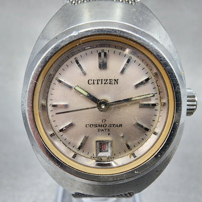 Citizen Cosmostar Watch Women 24mm Silver Dial Silver Tone Date Manual Runs