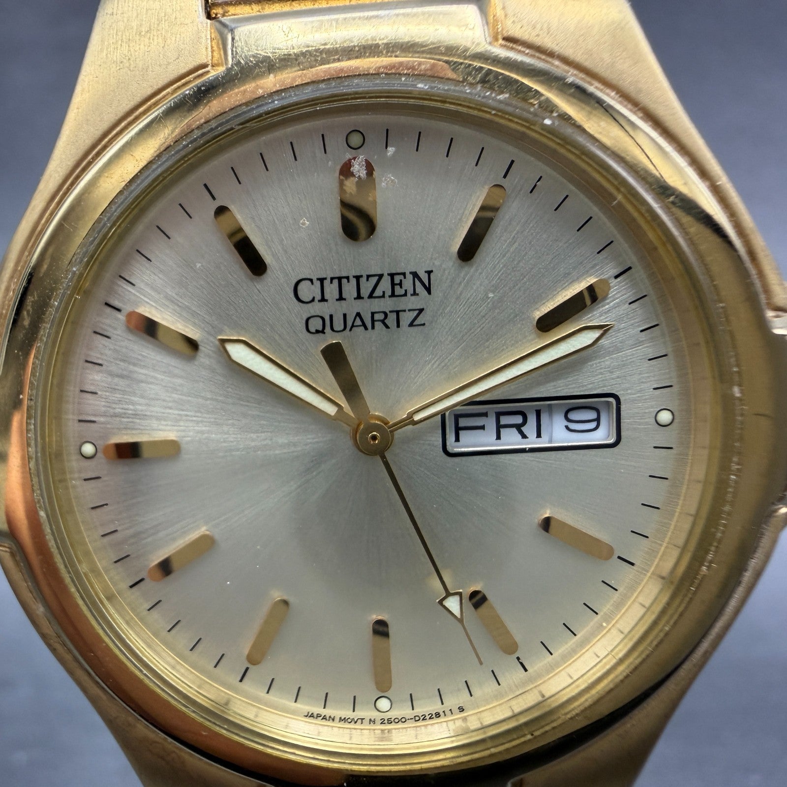Citizen Watch Men 36mm Champagne Dial Gold Tone Daydate 2500-S071879 New Battery1