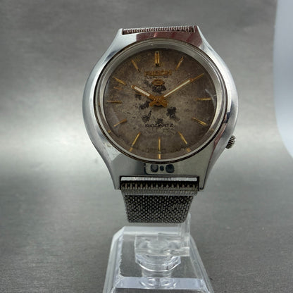 Ricoh Riquartz Watch Men Brown Dial Silver Tone Round 572008 VTG PARTS7