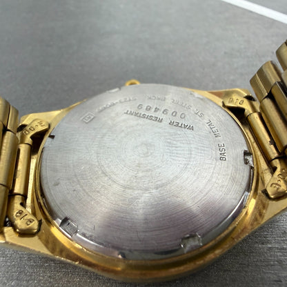 Seiko SQ Watch Men 35mm Cream Dial Gold Tone Daydate Round 5y23-8049 New Battery9
