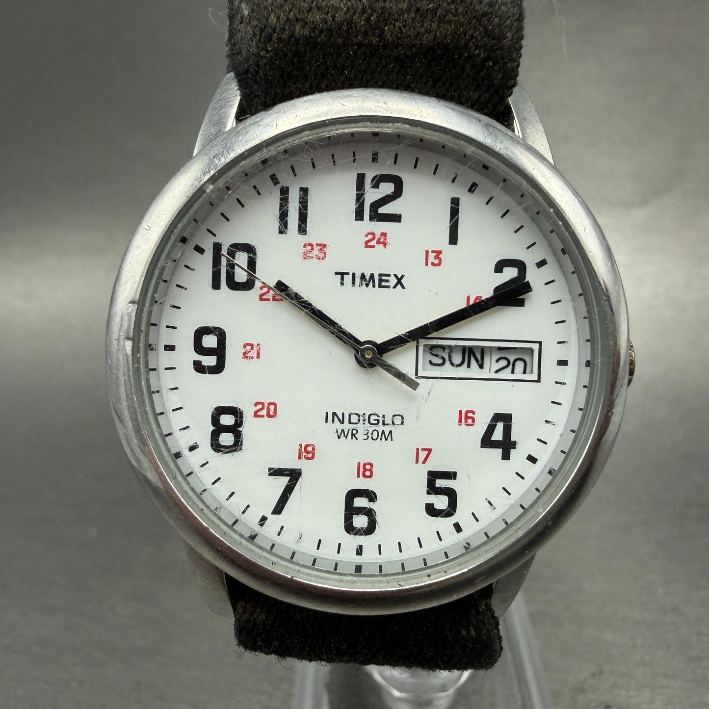 Timex Easy Reader Watch Men 35mm White Dial Silver Tone Daydate T20461 New Batt0