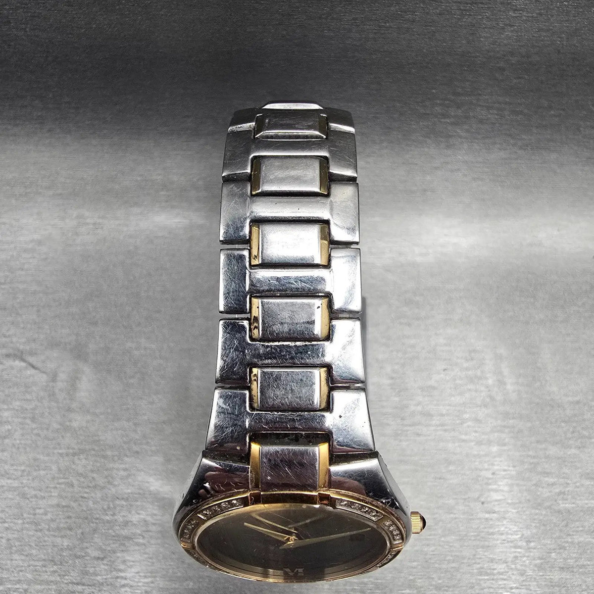 Seiko Watch Men 35mm Black Dial Two Tone Date Diamonds Round 7N39-0BR0 New Batt4