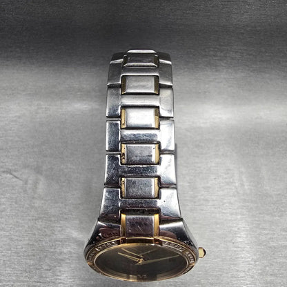 Seiko Watch Men 35mm Black Dial Two Tone Date Diamonds Round 7N39-0BR0 New Batt4