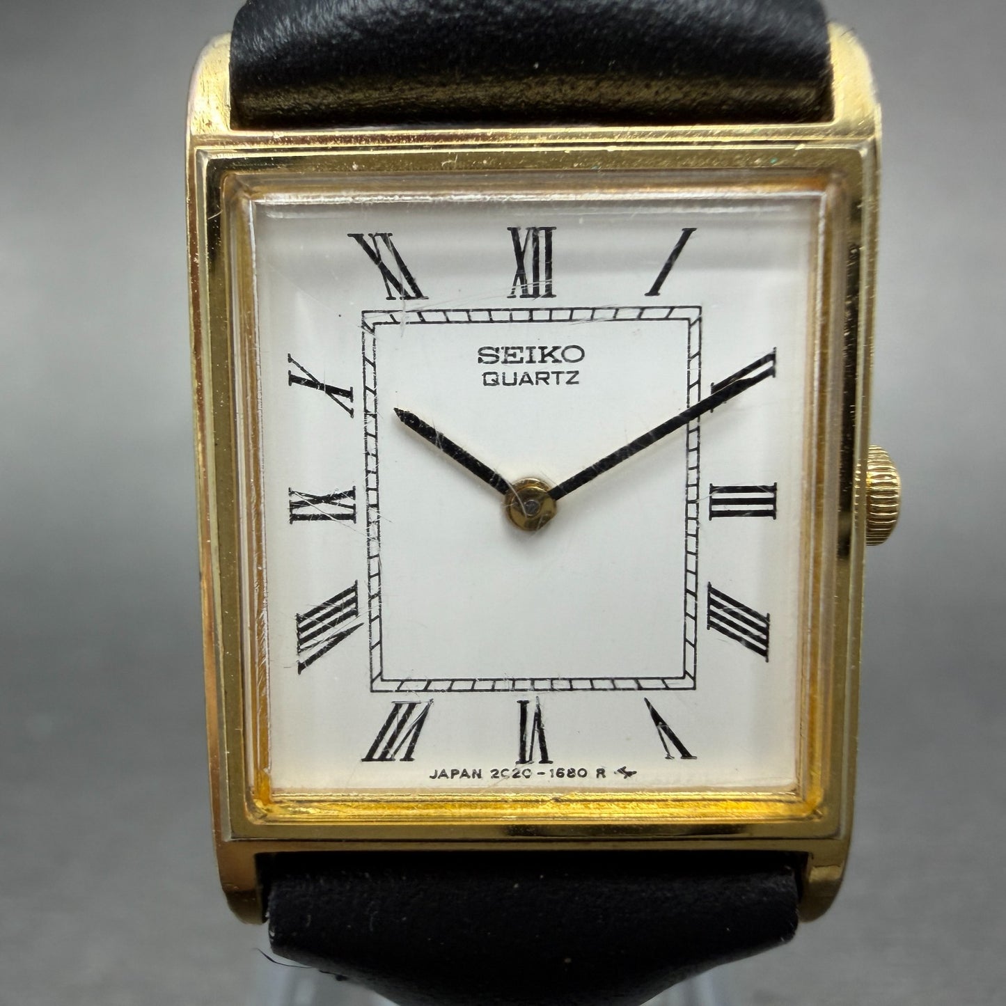 Seiko Tank Watch Women 19mm White Dial Gold Tone Rectangle 2C20-5820 New Battery1